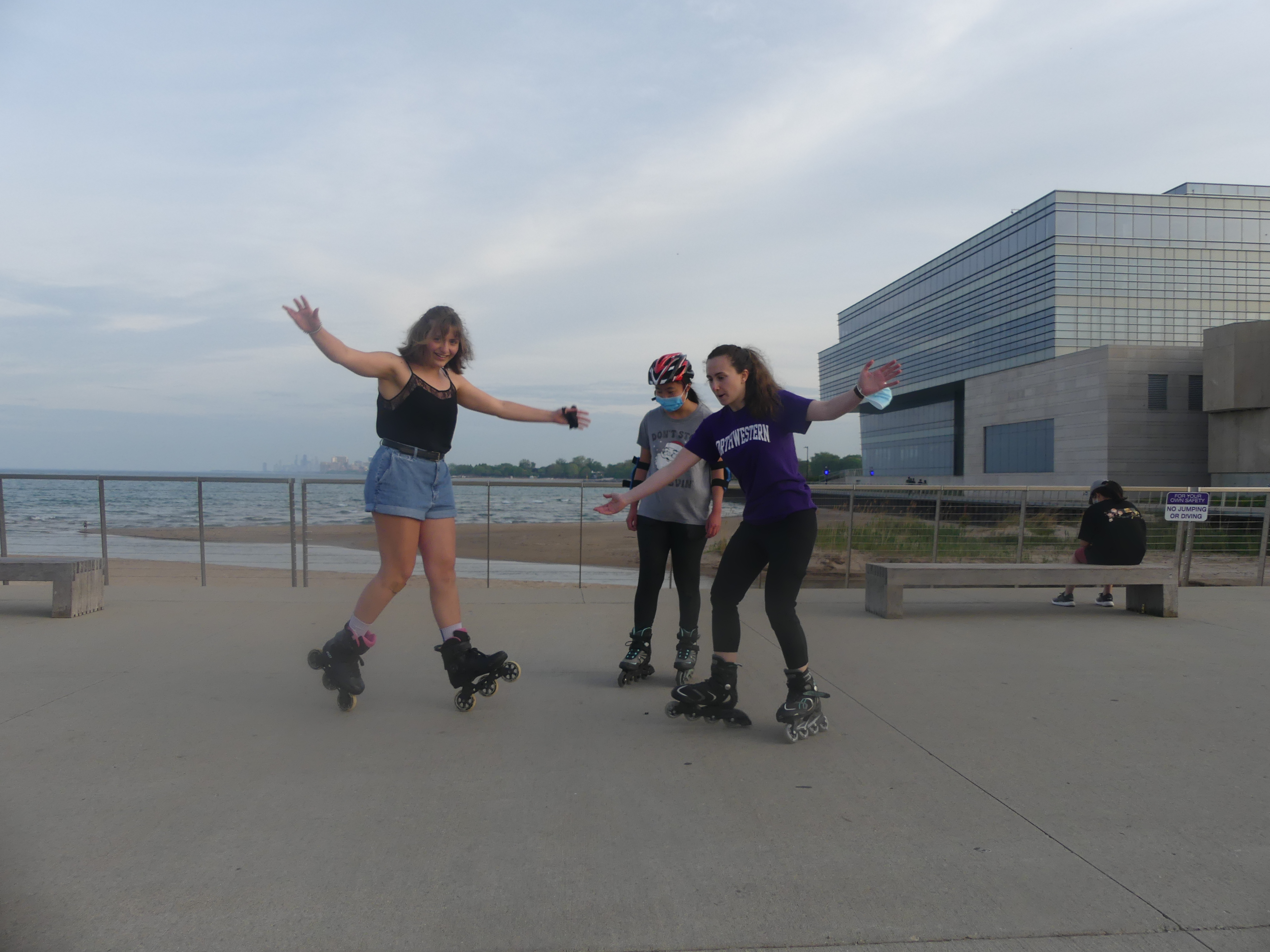 Photo of students roller skating at the Lakefill
